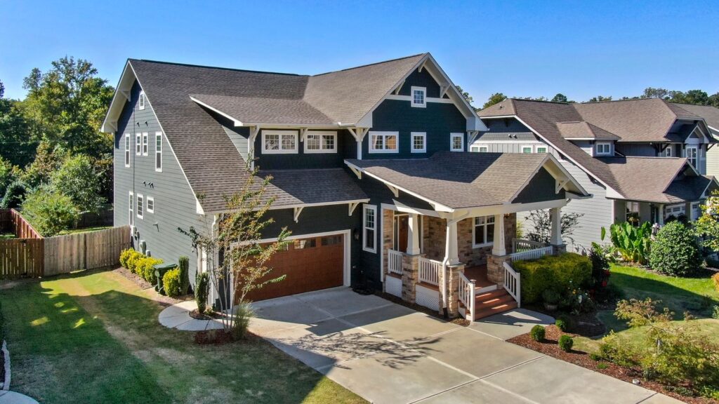 Large craftsman-style home on a quiet street